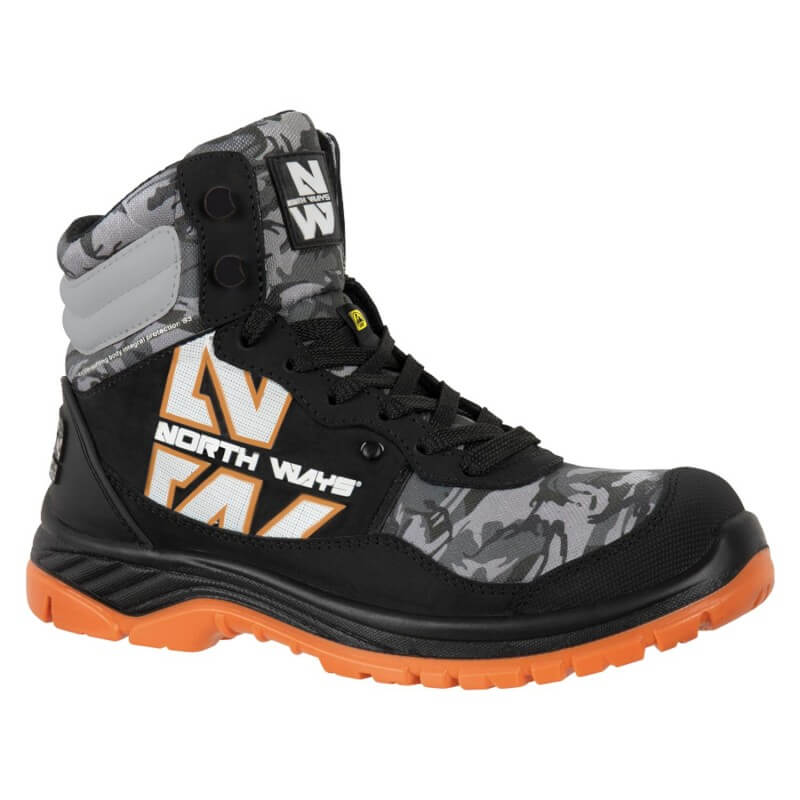 Chaussure securite montante S3 SRC Camo Farell North Ways orange - chaussures-pro.fr