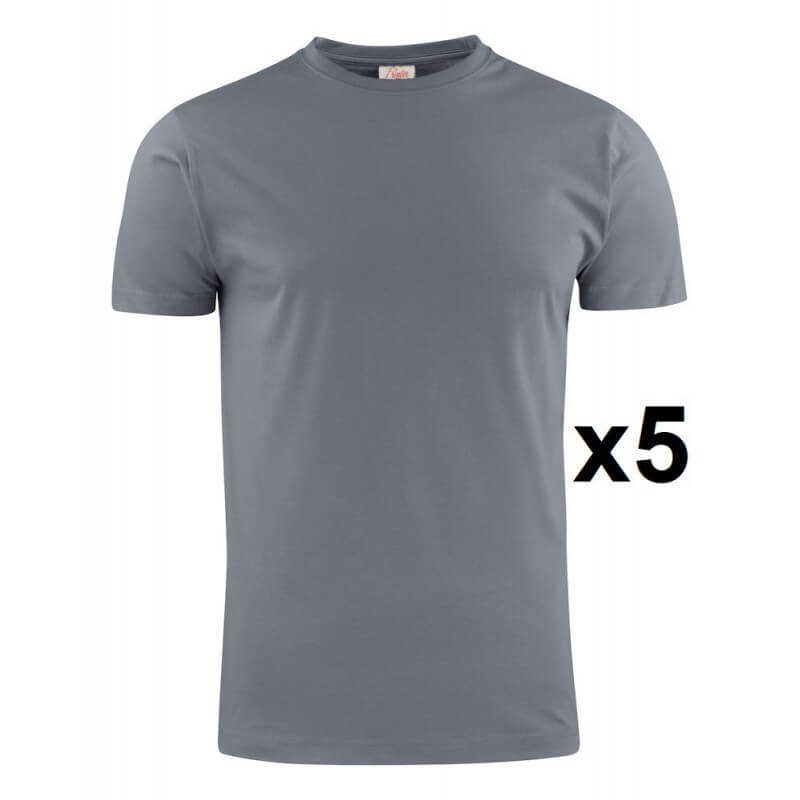 Tee shirt de travail manches courtes en lot de 5 gris